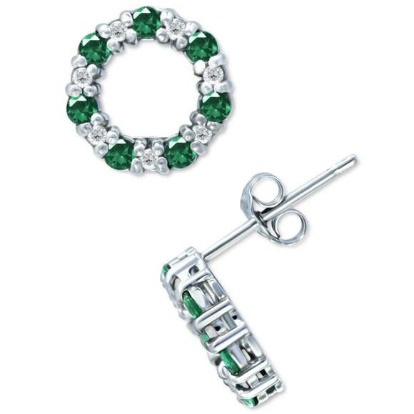 Sterling Silver Lab Quartz CZ Earrings Holiday Studs Trendy Fashion Stunning NEW - Picture 1 of 11